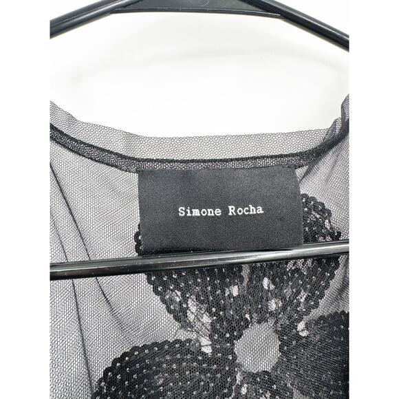 Simone Rocha Black Sheer Sequin Scoop Neck Slip Dress Floral Flower 8 NEW - Picture 6 of 11